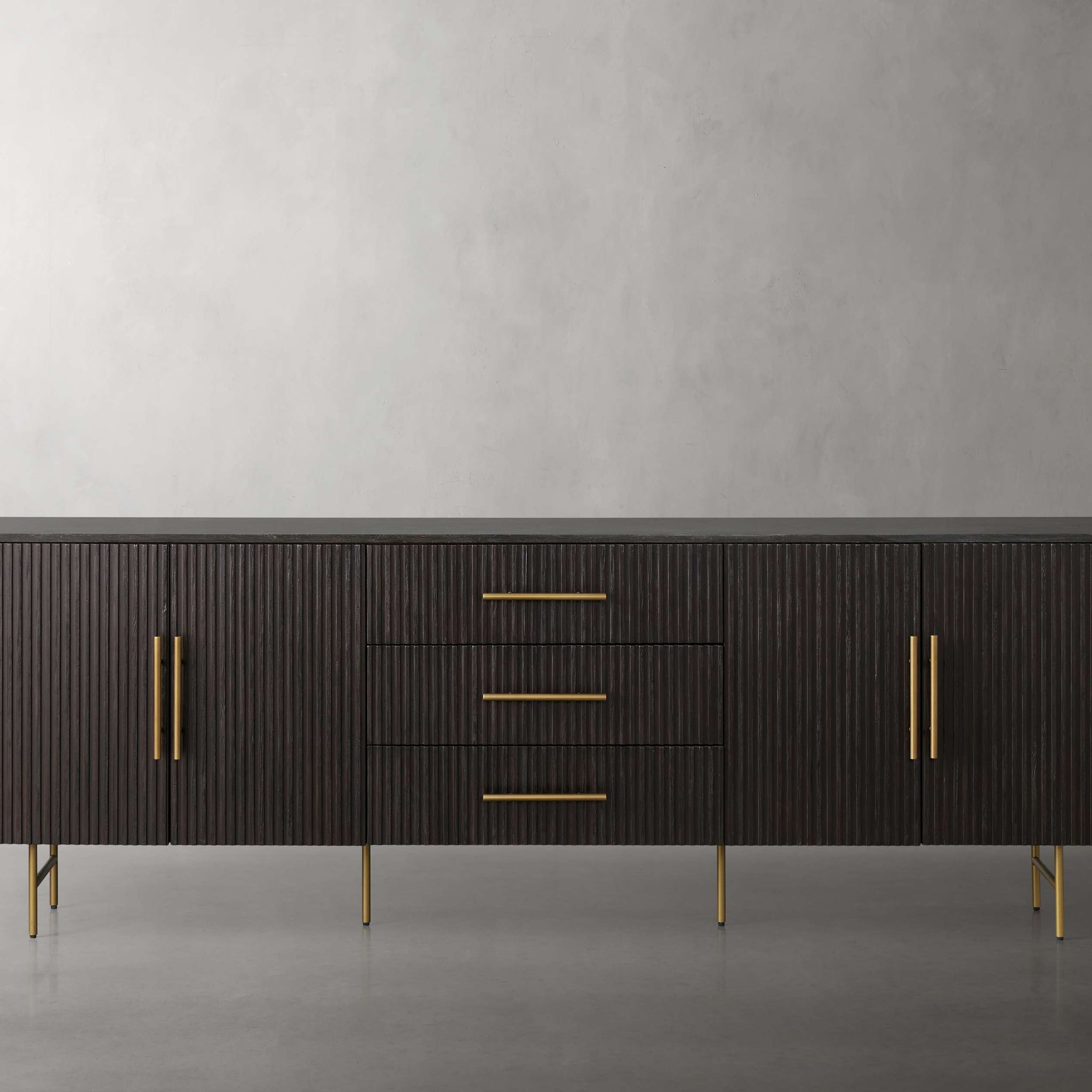 Finnley Sideboard with Drawers/100"/EBONY/BLUESTONE