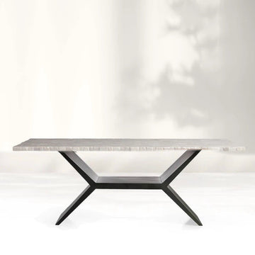 Petra Rectangle Dining Table/CENTURY MARBLE/ Black Base/74"