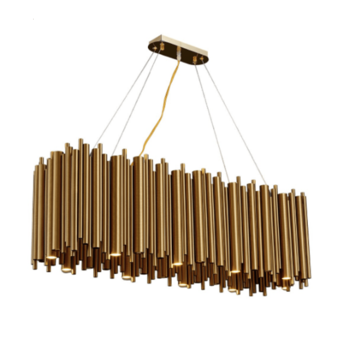 Dore Brass Tubular Rectangle Chandelier 32" 39"