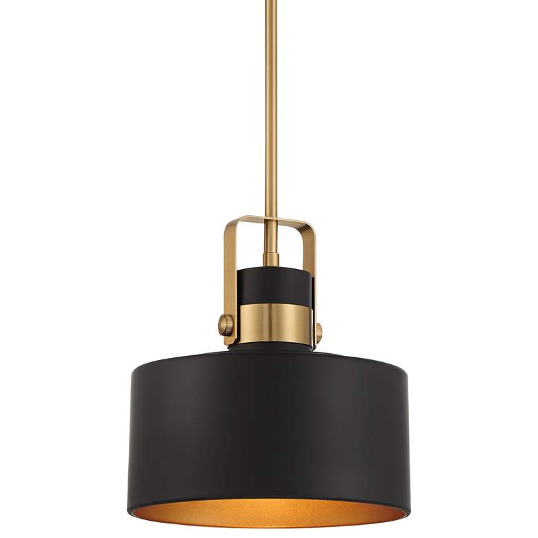 Courtney Wide Soft Gold Matte Black Mini Pendant 10" D